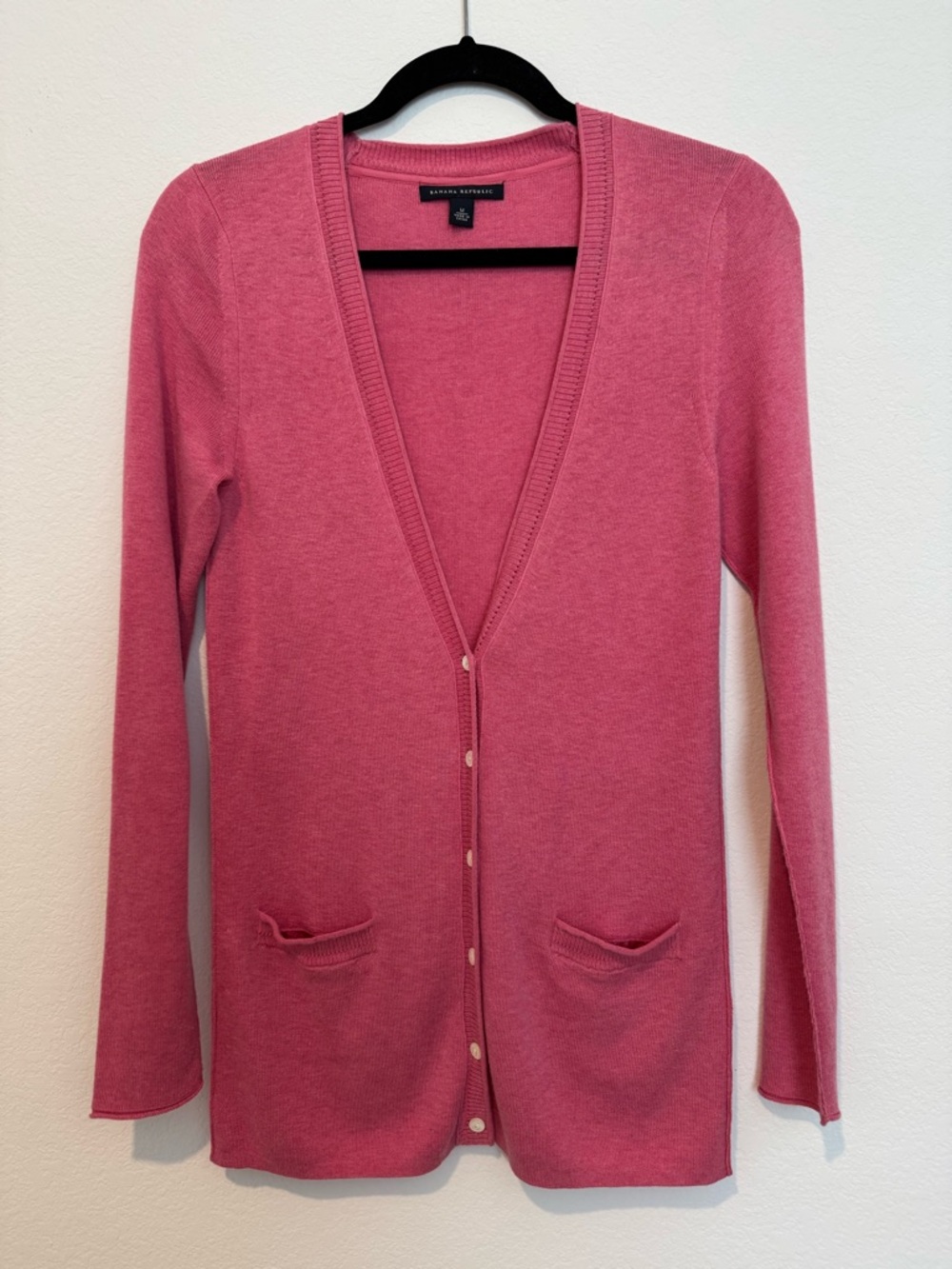 Banana Republic Silk Blend Pink Long Sleeve Cardigan